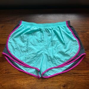Nike Teal and Gray Dri-FIT Tempo Mid-Rise Brief-Lined Running Shorts
